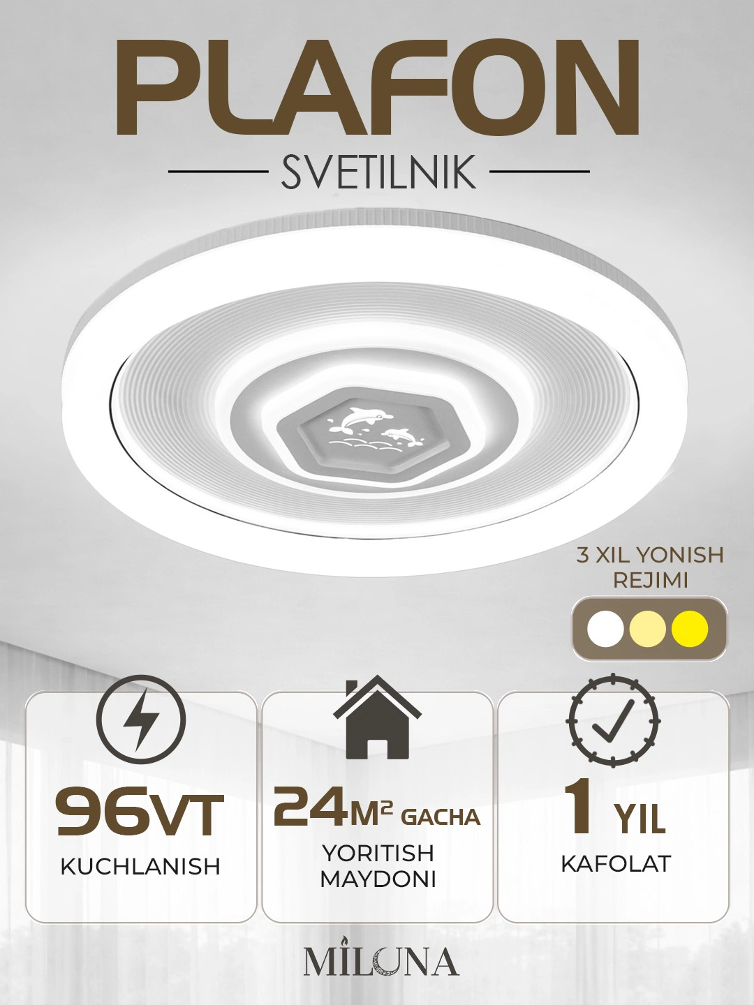 Lyustralar, LED qandil, lustra chiroq, plafon, led chiroqlar, 3 xil rejim yonish