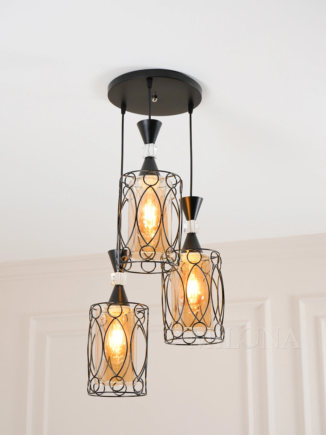 Lyustra, loft uslubida, balandligi sozlanadigan, zal, oshxona uchun plafonli, osma qandil