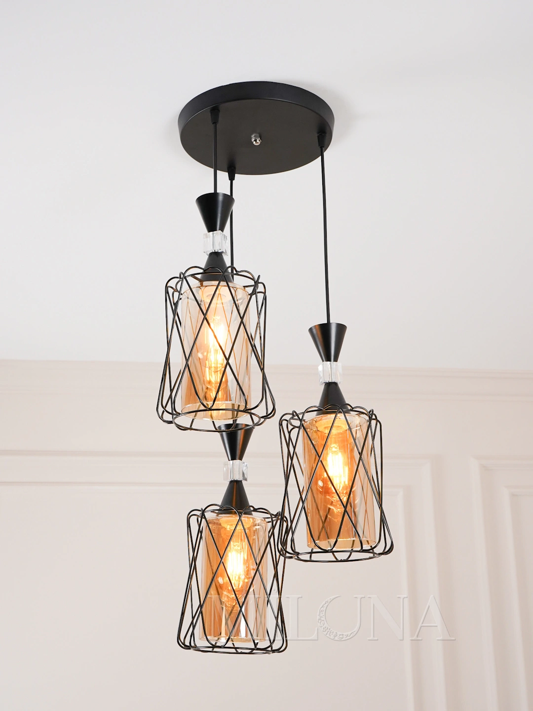 Lyustra, loft uslubida, balandligi sozlanadigan, zal, oshxona uchun plafonli, osma qandil