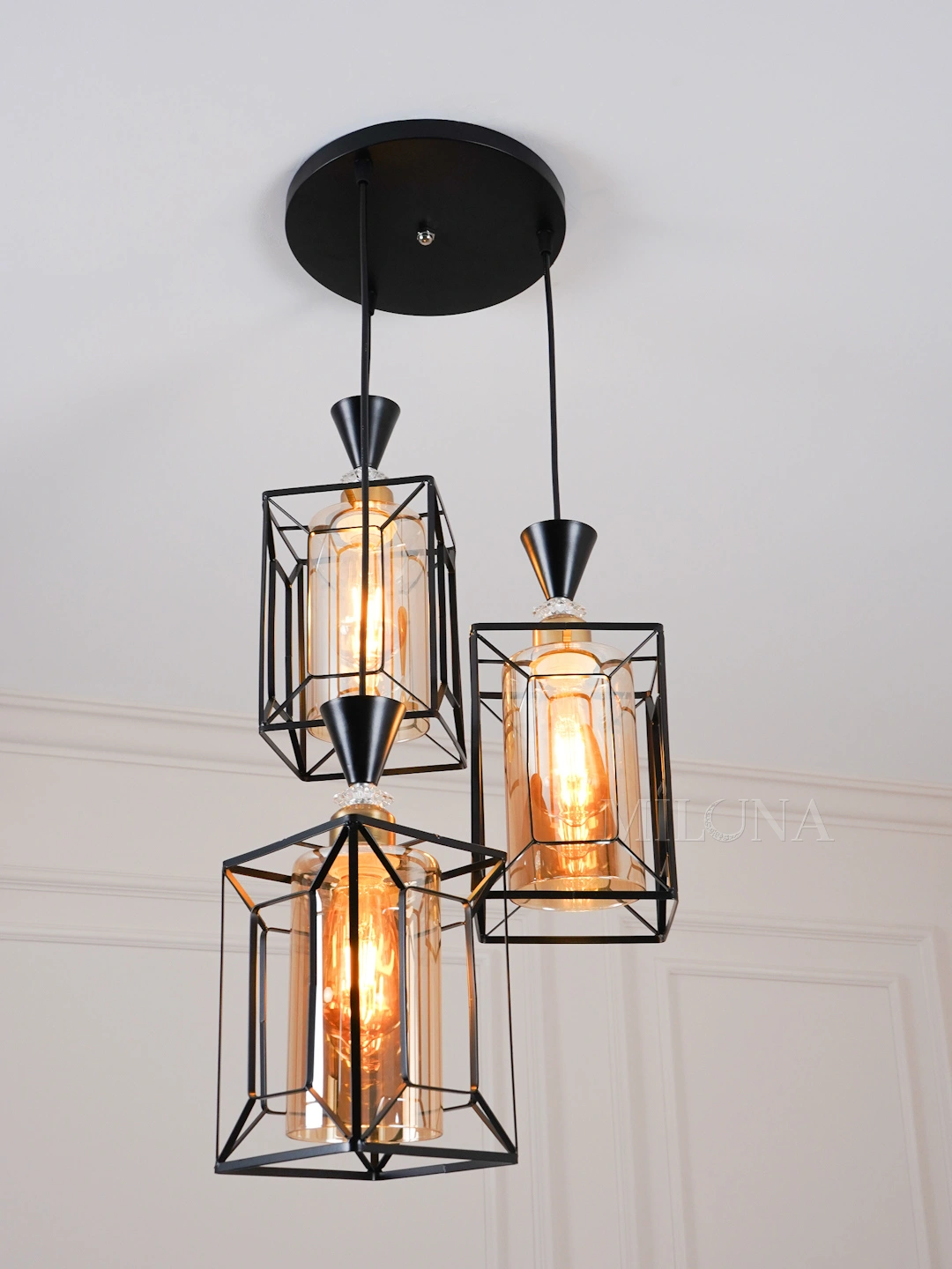 Lyustra, loft uslubida, balandligi sozlanadigan, zal, oshxona uchun plafonli, osma qandil