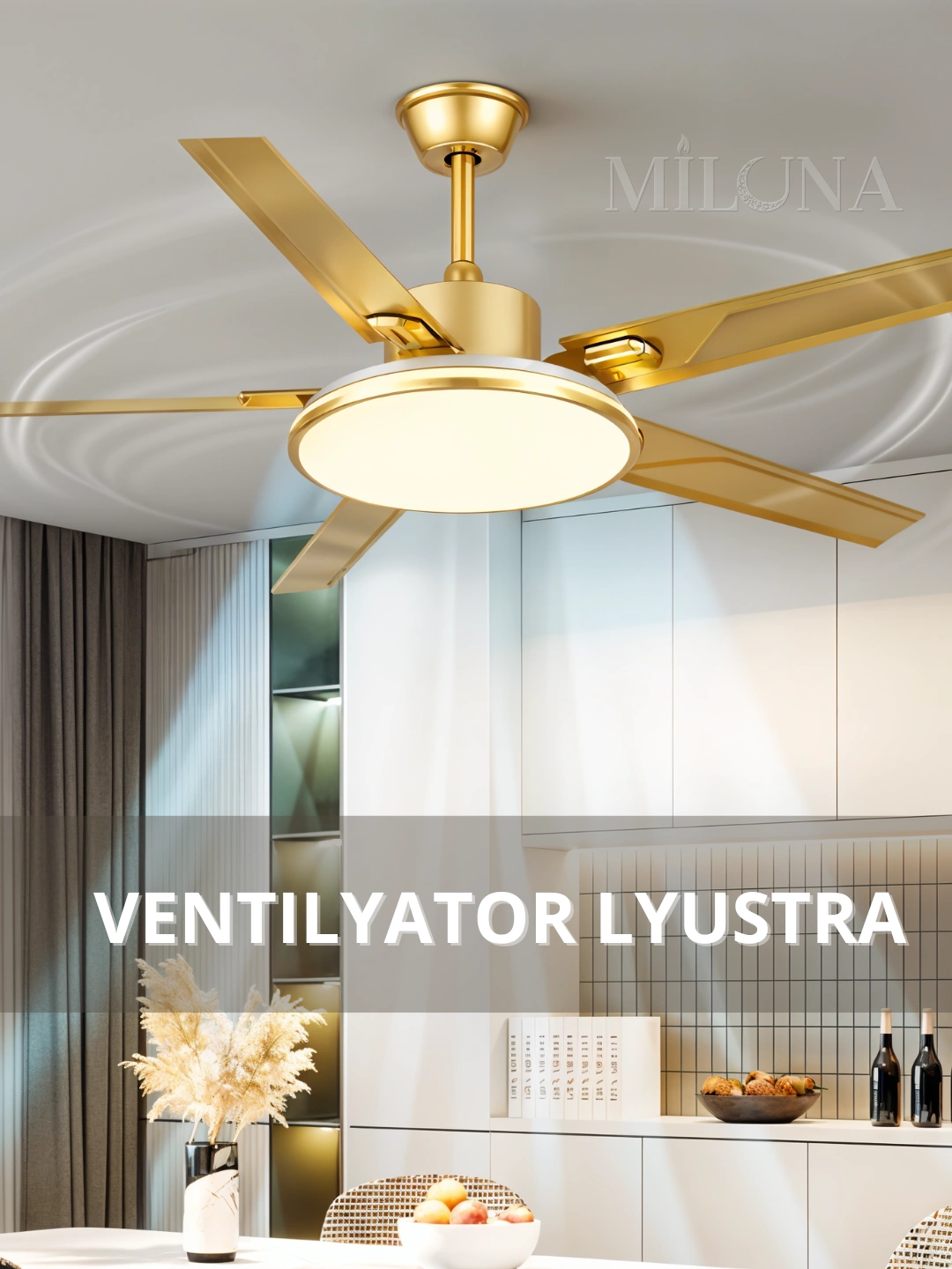  LED ventilyatorli qandil, pultli, 3 ta yoritish rejimi, 3 ta aylanish rejimi, barcha xonalar uchun