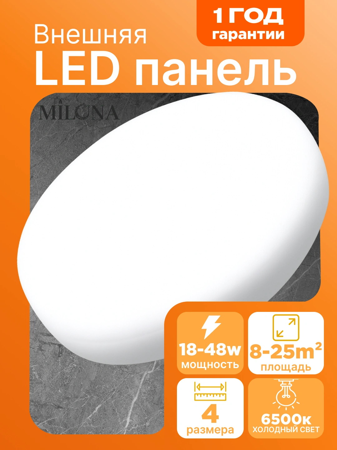 Lyustra LED panelli, 2 xil shakl, oq yorug'lik, devor va patolok uchun chiroq, qandil