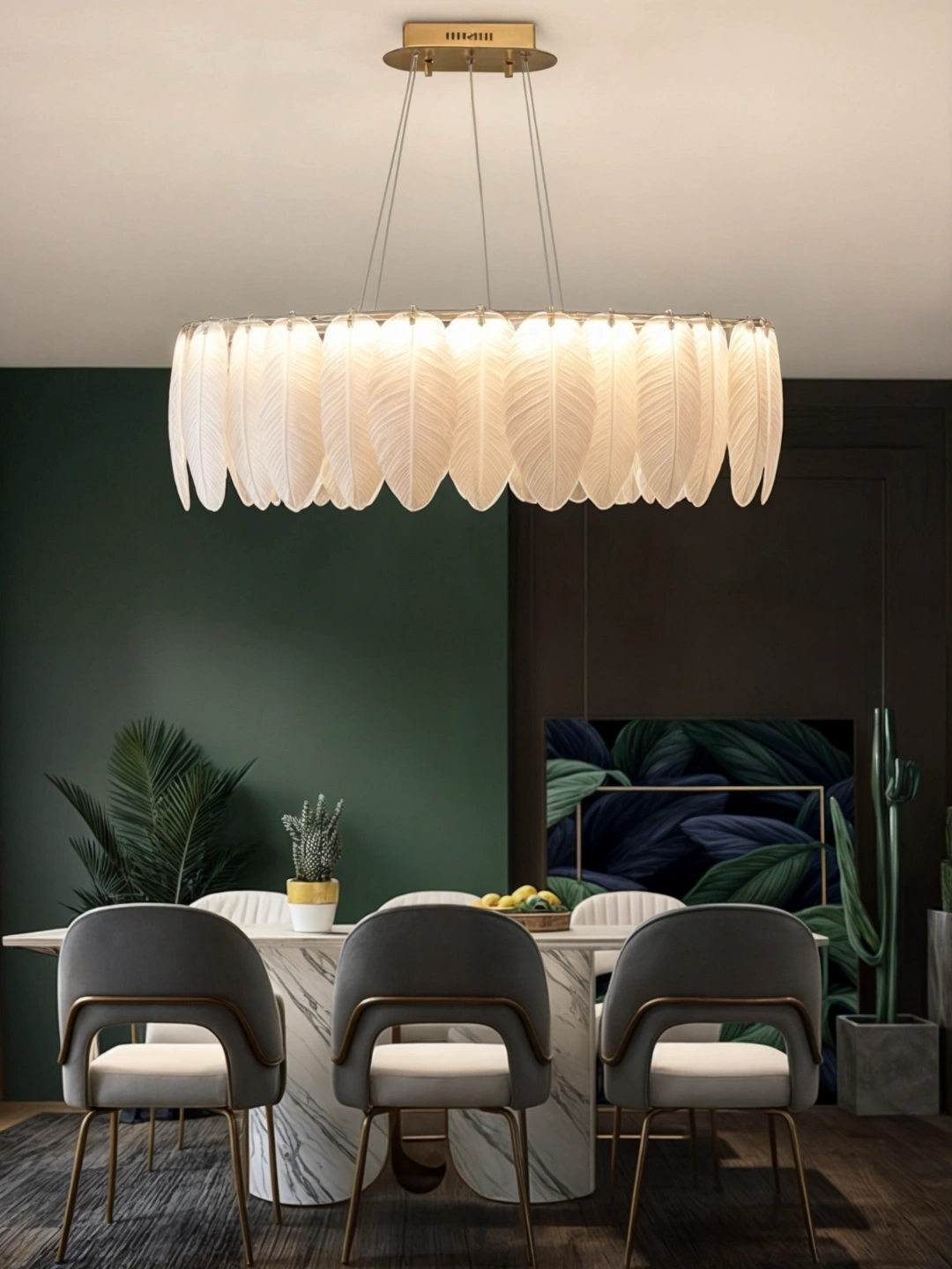 Qandil svetodiodli, dumaloq va oval, nafis bargli, yotoqxona, zal, bolalar xonasi uchun