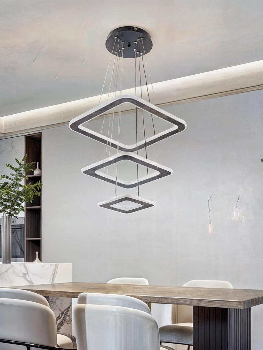 Qandil, 2 xil shakl, 2 xil rang, 3 xil yonush rejimiga ega, uy va ofis uchun lyustra