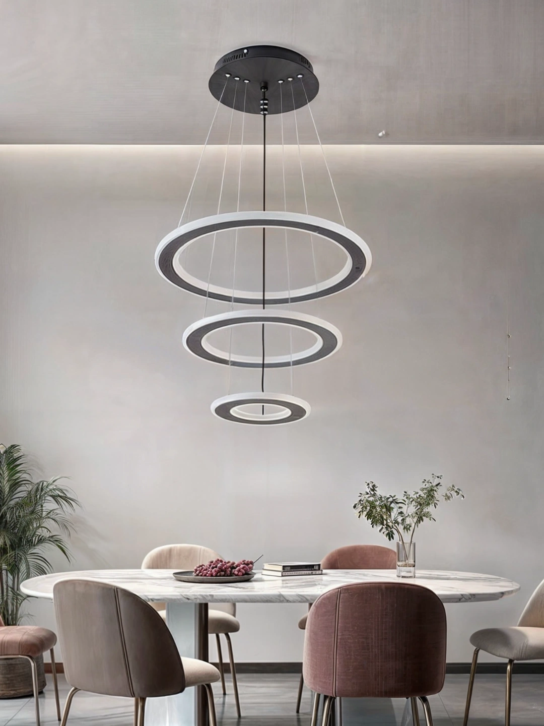 Qandil, 2 xil shakl, 2 xil rang, 3 xil yonush rejimiga ega, uy va ofis uchun lyustra