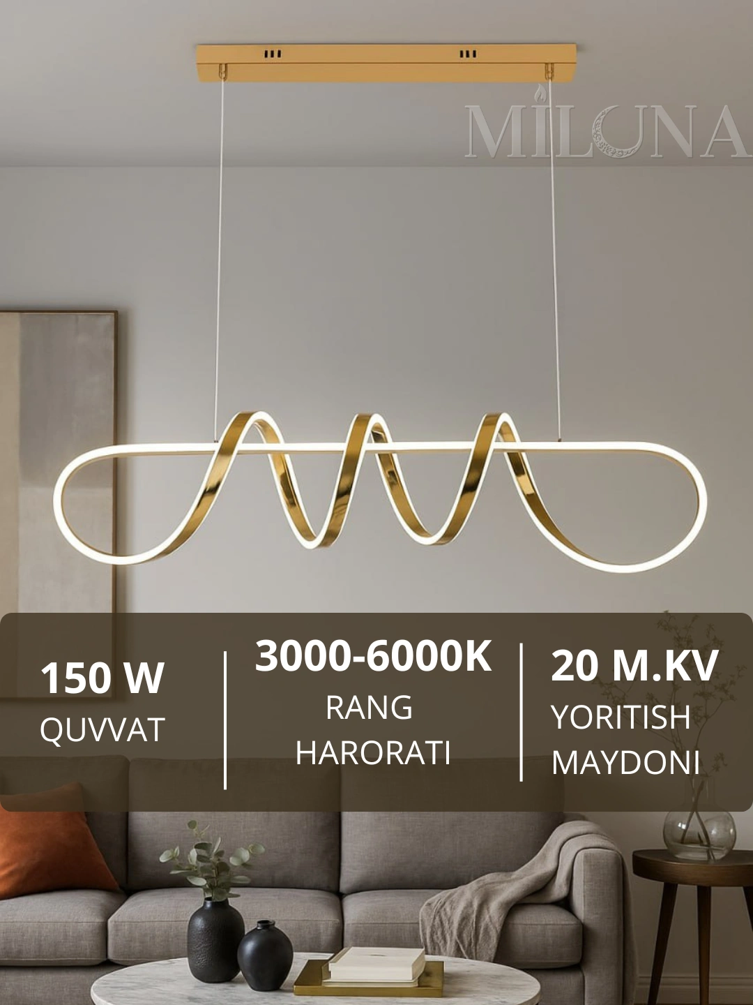 Skandinaviya uslubidagi yoruglik diodli qandil, 2 xil rang, yotoqxona, mehmonxona uchun